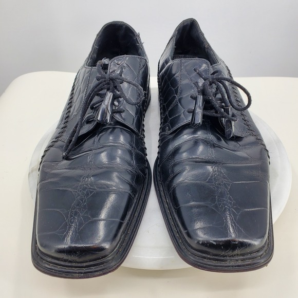 Giorgio Brutini Mens Black Croc Embossed‎ Leather Square Toe Oxford Shoes 12M main image 6